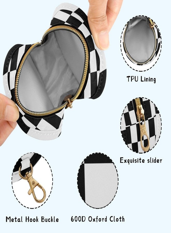 ElliTarr Pacifier Holder with Clip Pacifier Case for Diaper Bag Round Baby Pacifier Pouch Box Bag Portable Checkered Black and White - Image 4