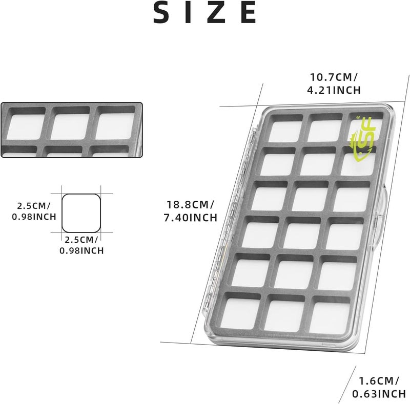 sf. Large Magnetic Fly Box Slim Floatable for Fly Fishing Super Thin Fishing Boxes Clear Multi 18 Compartments Tackle Box Small for Fly Hooks Fly Tying Beads - Image 2