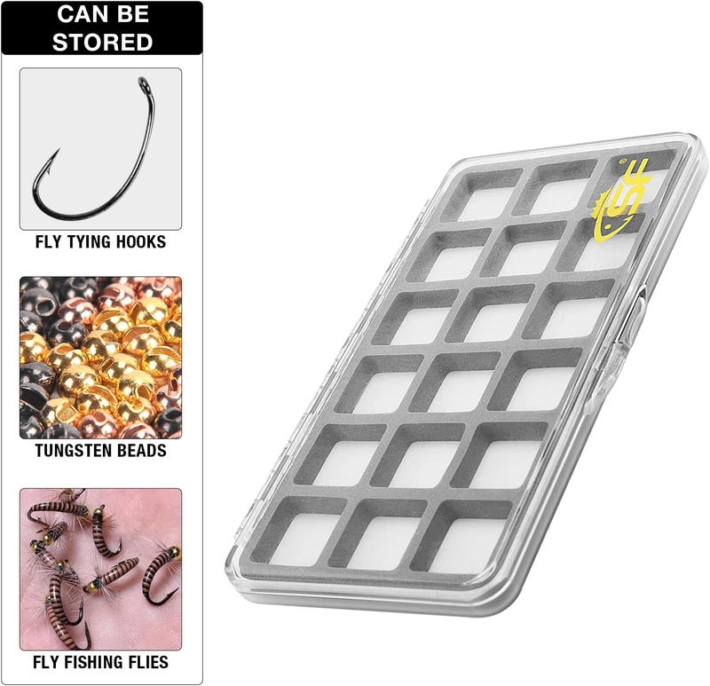 sf. Large Magnetic Fly Box Slim Floatable for Fly Fishing Super Thin Fishing Boxes Clear Multi 18 Compartments Tackle Box Small for Fly Hooks Fly Tying Beads - Image 4