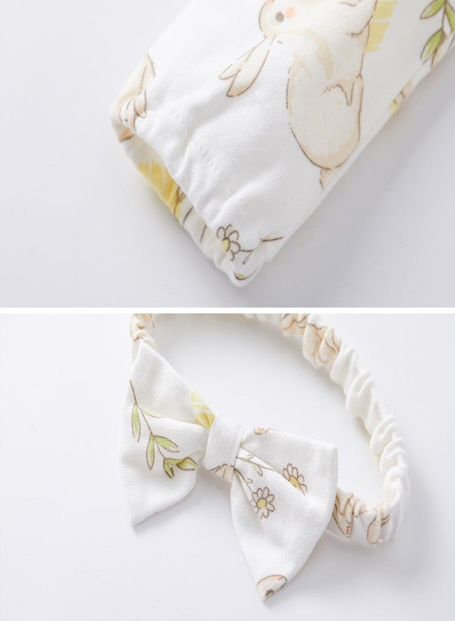 PureBorn فستان عيد الفصح القطني بأكمام طويلة للبنات من بيوربورن مع بنطلون قصير وطرحة رأس أرنب حقل 18-24 شهرًا - Image 5