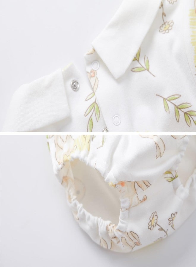 PureBorn فستان عيد الفصح القطني بأكمام طويلة للبنات من بيوربورن مع بنطلون قصير وطرحة رأس أرنب حقل 18-24 شهرًا - Image 4