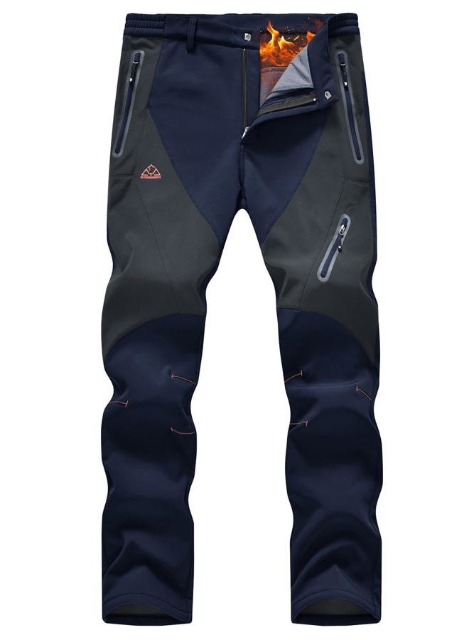 Rdruko Men's Snow Pants Waterproof Insulated Fleece Lined Ski Hiking Snowboard Winter Pants with Pockets, Navy, 34 - Image 1