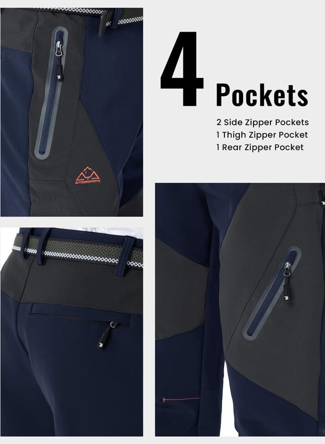 Rdruko Men's Snow Pants Waterproof Insulated Fleece Lined Ski Hiking Snowboard Winter Pants with Pockets, Navy, 34 - Image 5