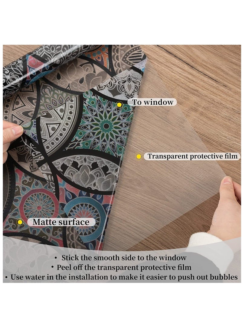 كابتن تيك Static Cling Decorative Window Film Vinyl Non Adhesive Privacy Film,Stained Glass Window Film for Bathroom Shower Door Heat Cotrol Anti UV(45x200cm) - Image 3