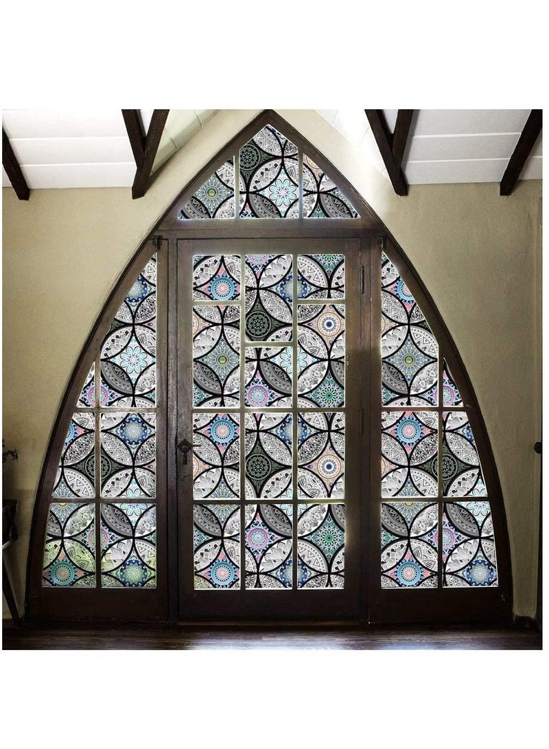 كابتن تيك Static Cling Decorative Window Film Vinyl Non Adhesive Privacy Film,Stained Glass Window Film for Bathroom Shower Door Heat Cotrol Anti UV(45x200cm) - Image 5