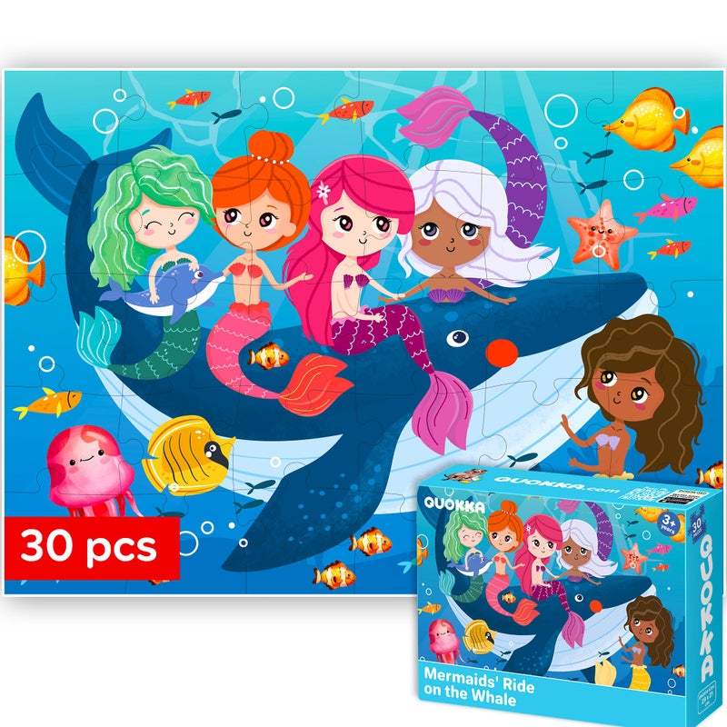 QUOKKA 30 Pieces Solo Assortment Puzzles for Kids Ages 3-6 | Toy for Fun Activity Mermaids for 3-6 Year Old | Jigsaw Mermaids Game Gift for Boy and Girl - Image 1