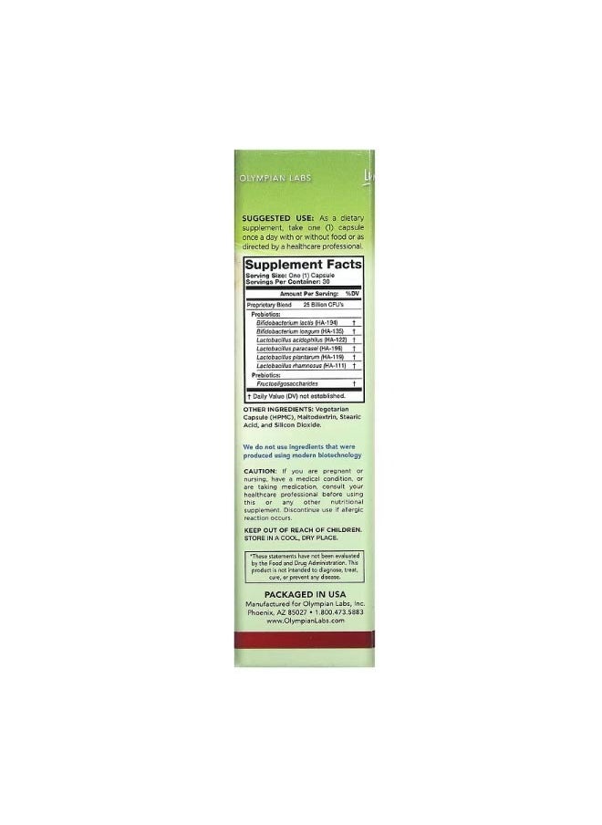 Olympian Labs Complete Prebiotic and Probiotic 30 Vegetarian Capsules  - Image 2