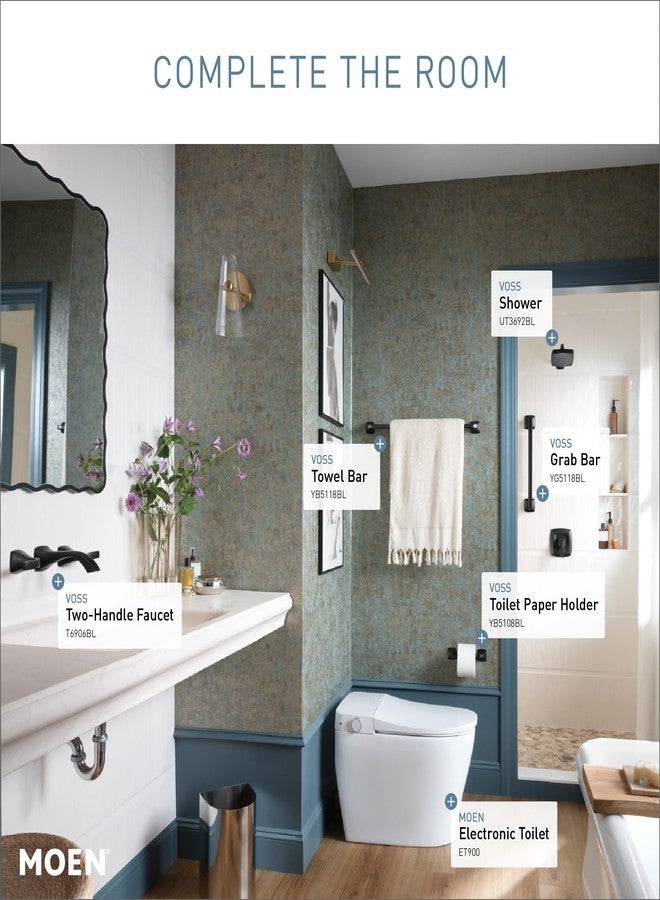 Moen Voss Matte Black Towel Bar, YB5118BL - Image 3