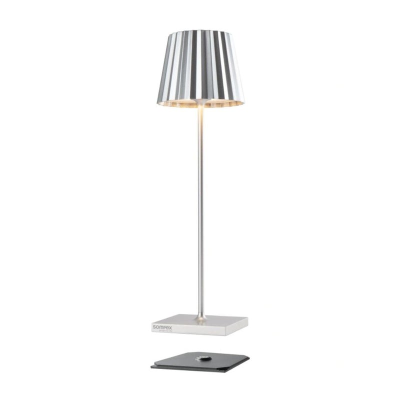 Sompex Troll 2.0 Table Lamp (Glossy finish) | Indoor & Outdoor | Stepless touch dimmer | 2 warm white light colours | Brightness memory function | IP 54 (splash and dust proof) | 11x10x38 cm - Silver - Image 2