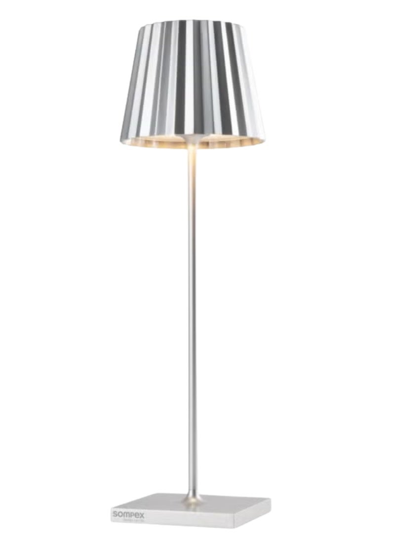 Sompex Troll 2.0 Table Lamp (Glossy finish) | Indoor & Outdoor | Stepless touch dimmer | 2 warm white light colours | Brightness memory function | IP 54 (splash and dust proof) | 11x10x38 cm - Silver - Image 5