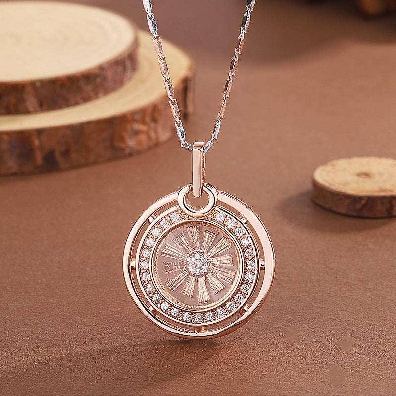 Generic Thai-Golden Rose Windmill Pendant Necklace Womens Luxury Jewelry Gift For Hong Kong Car God Temple Festival Ornament Italian windmill rose gold [flat chain]] 