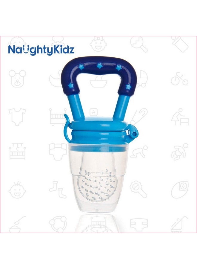 ناوتي كيدز أداة إطعام الفاكهة/الطعام المصنوعة من السيليكون للأطفال، خالية من مادة BPA وناعمة للفاكهة للأطفال والرضع، باللون الأزرق - Image 1