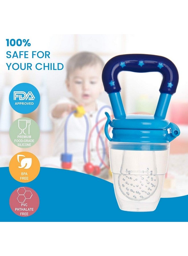 ناوتي كيدز أداة إطعام الفاكهة/الطعام المصنوعة من السيليكون للأطفال، خالية من مادة BPA وناعمة للفاكهة للأطفال والرضع، باللون الأزرق - Image 4