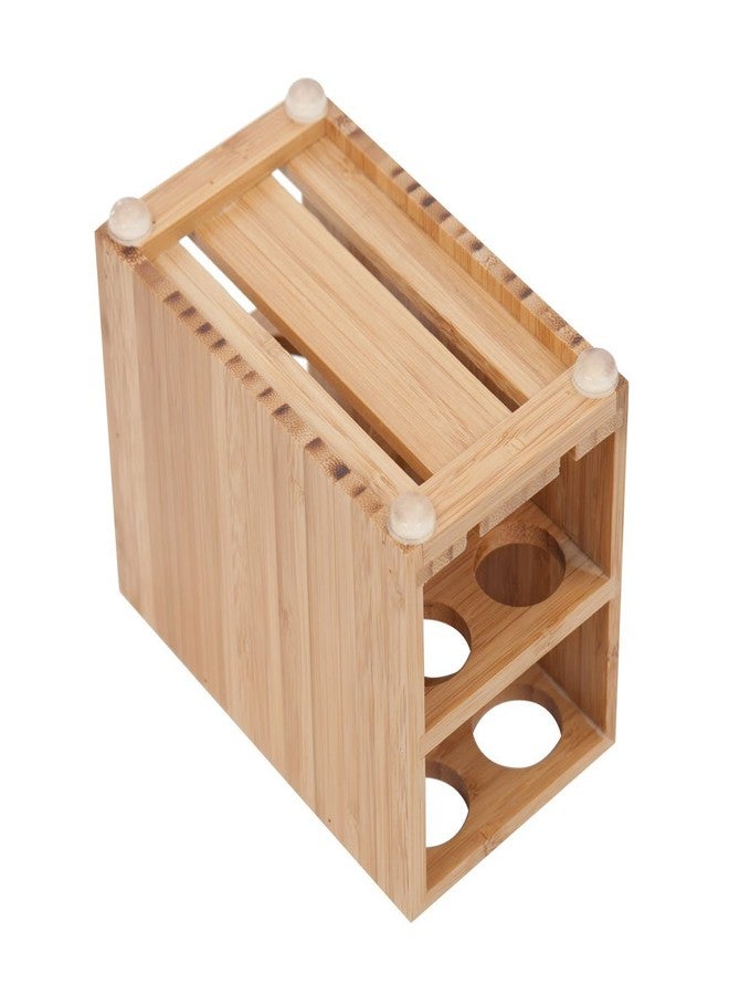 MobileVision Toothbrush and Toothpaste Holder Stand for Bathroom Vanity Storage, Bamboo, 5 slots - Image 4