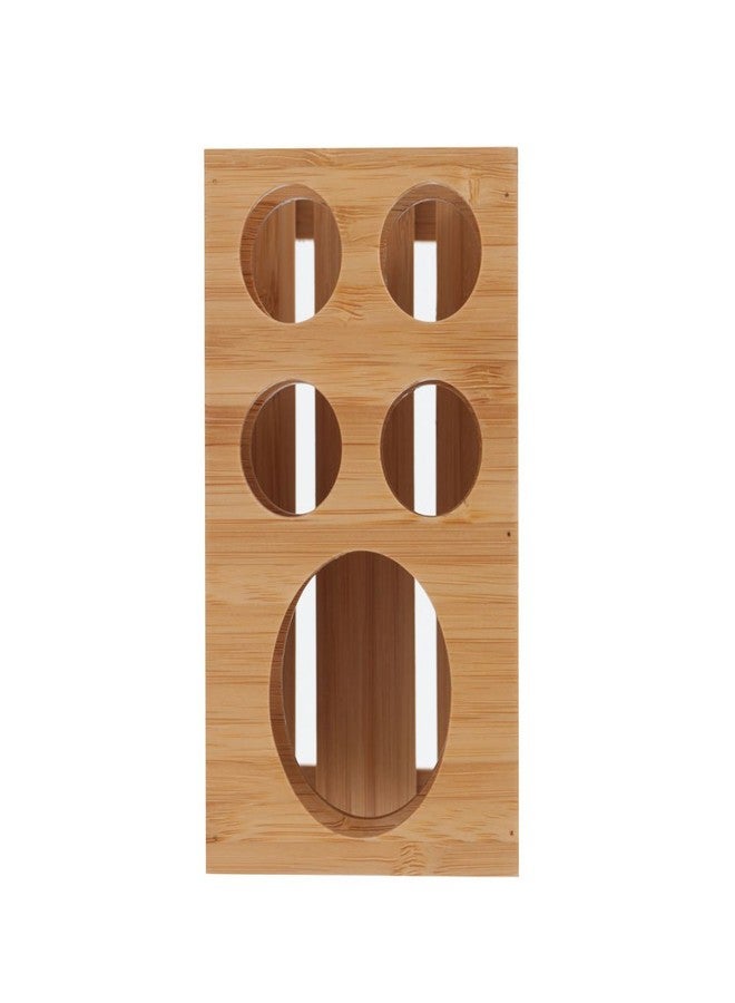 MobileVision Toothbrush and Toothpaste Holder Stand for Bathroom Vanity Storage, Bamboo, 5 slots - Image 5