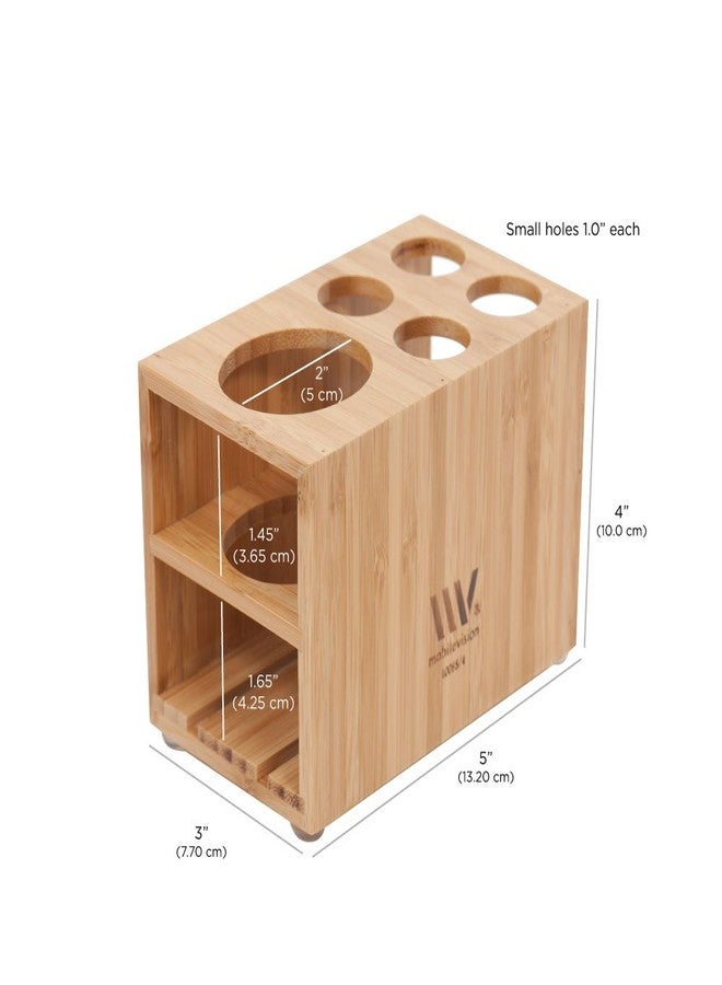 MobileVision Toothbrush and Toothpaste Holder Stand for Bathroom Vanity Storage, Bamboo, 5 slots - Image 2