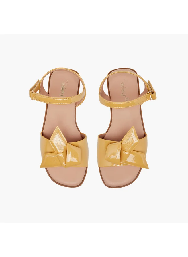 Little Missy Girls Bow Accent Sandals with Hook and Loop Closure