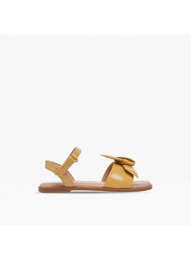 Little Missy Girls Bow Accent Sandals with Hook and Loop Closure