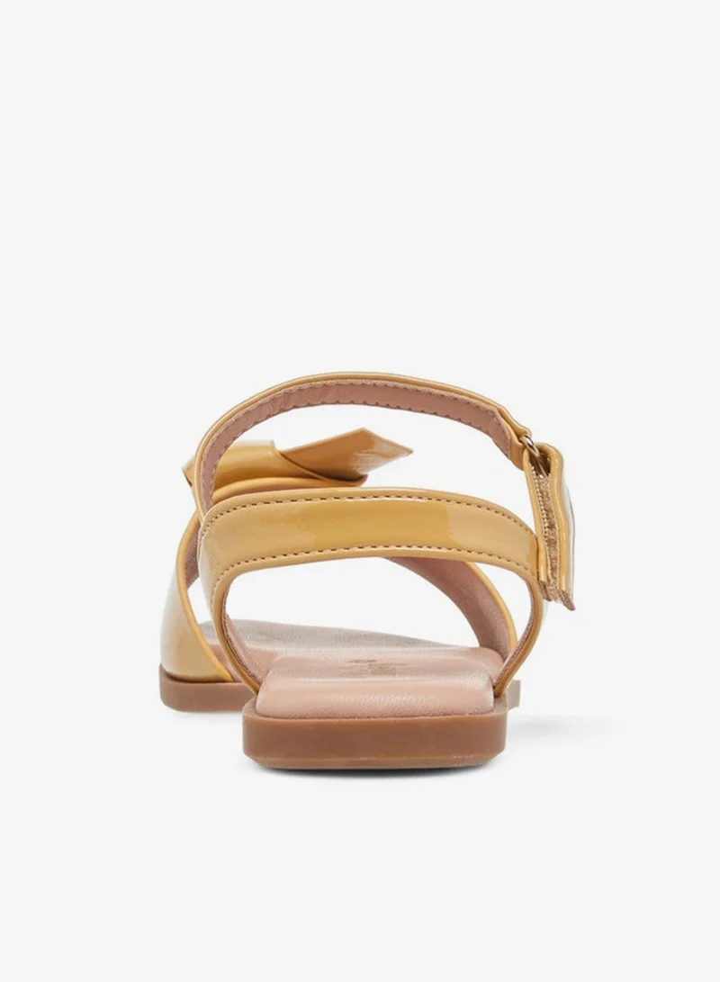 Little Missy YELLOW Girls Bow Accent Sandals with Hook and Loop Closure for Women | Best Price UAE