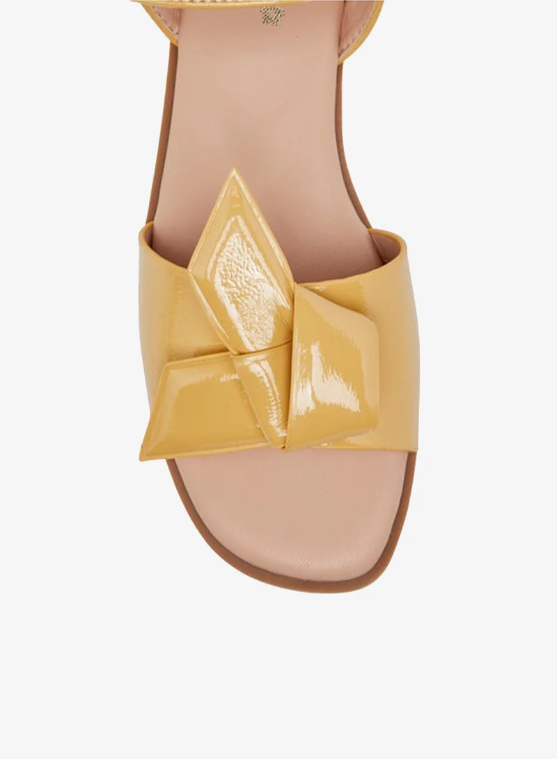 Little Missy YELLOW Girls Bow Accent Sandals with Hook and Loop Closure for Women | Best Price UAE