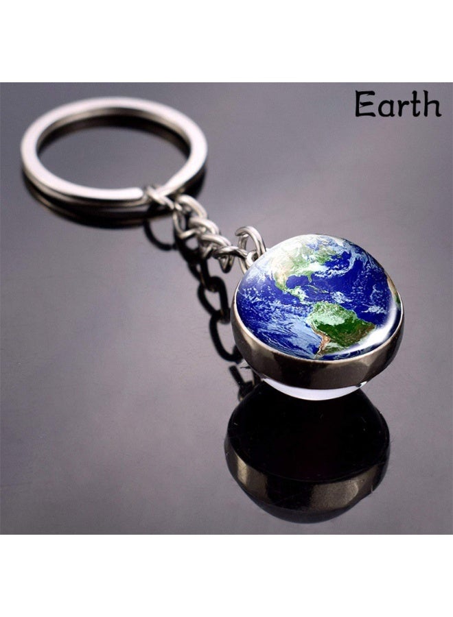 2 Pack Solar System Planet, Keychain, Keychain, Accessories, Pendant, Glowing In The Dark, Suitable For Hanging In Backpacks, Keys, Suitable For Both Men And Women (Earth) - Image 3