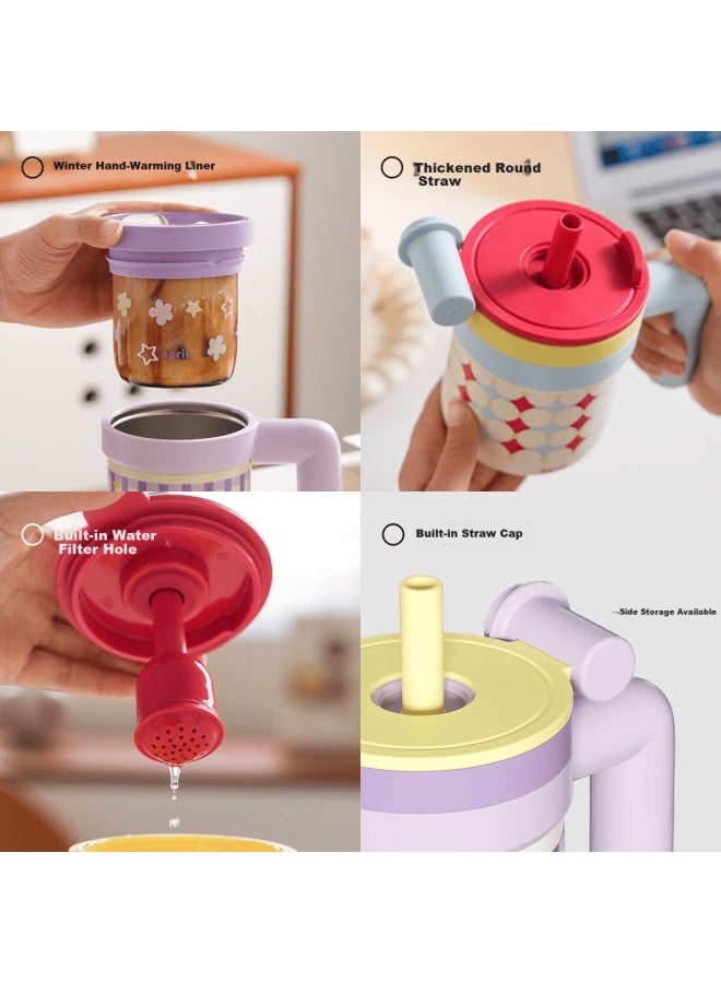 April Double-layer Glass Insulated Desktop Mug Women's Water Cup Office Straw Cup Day Gift - Image 2