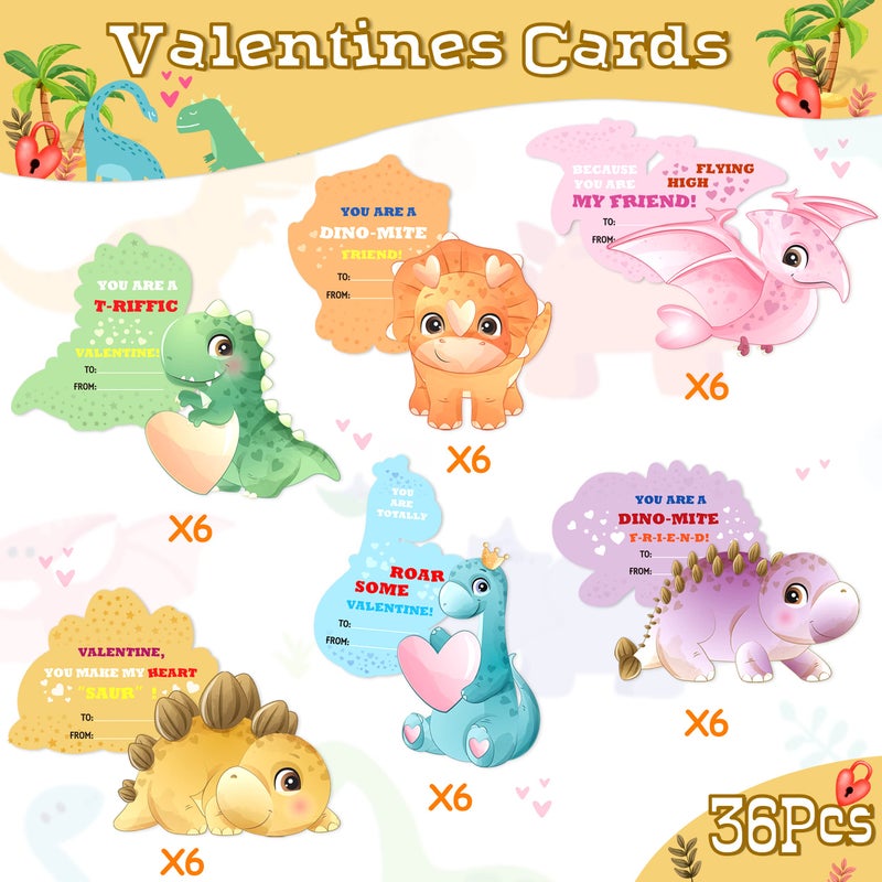 algpty algtpy Valentines Box with 36 PCS Dinosaur Valentines Cards for Classroom Kids School, Valentines Mailbox for Exchange Valentines Day Cards Boxes for Boys Girls - Image 3
