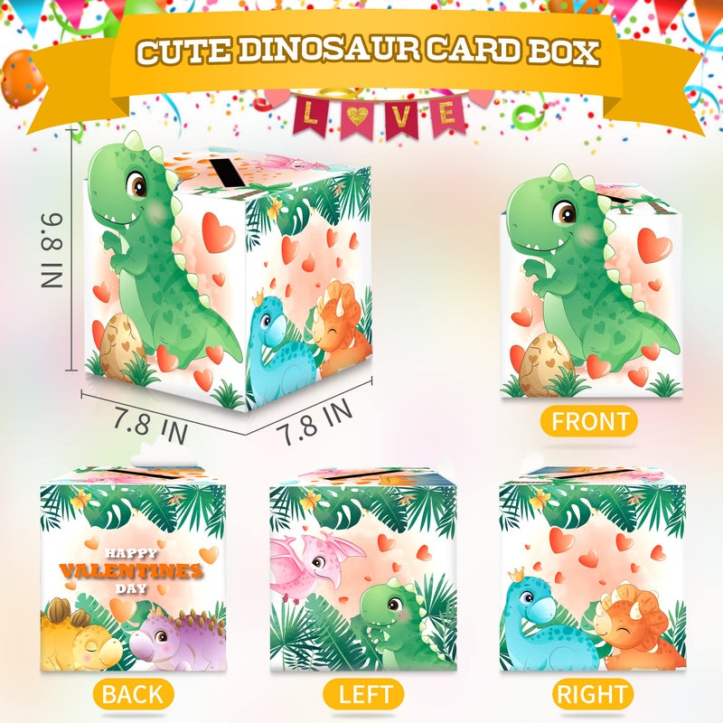 algpty algtpy Valentines Box with 36 PCS Dinosaur Valentines Cards for Classroom Kids School, Valentines Mailbox for Exchange Valentines Day Cards Boxes for Boys Girls - Image 2
