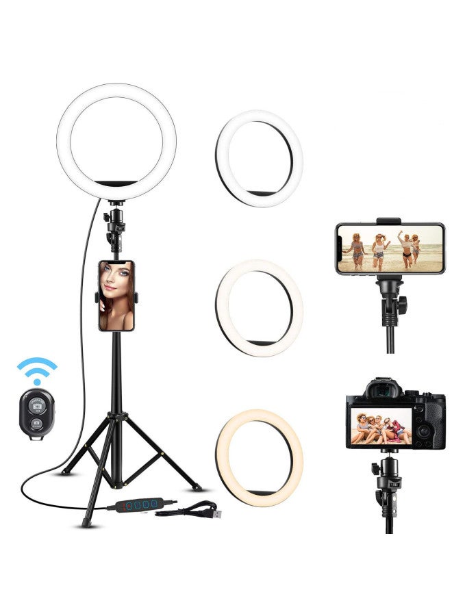 Ring Light10 Inch 8 Inch 20CM Selfie Fill Light Net Red Live Mobile Phone Beauty Ring Light Gift-Color:8inch /20cm Arc + Pan/tilt + Mobile Phone Clip + 160cm Tripod + Bluetooth Remote Control (single Camera)  - Image 4