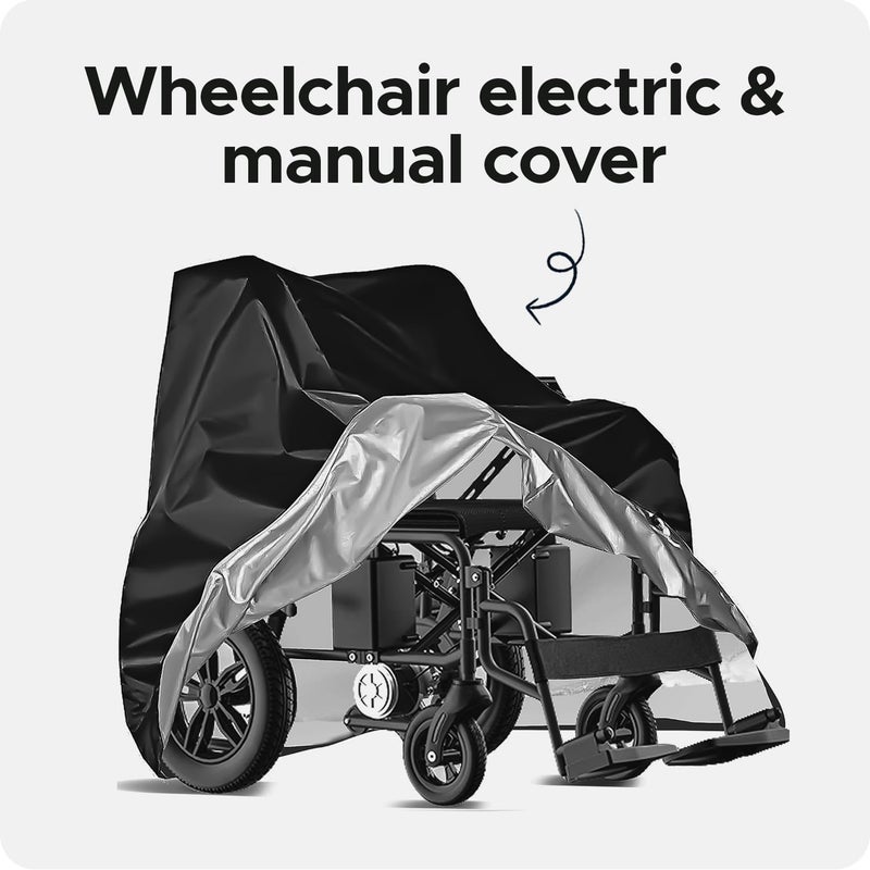 Encasify Wheelchair Cover – Durable Protector for Dust, Dirt, Snow, Rain & Sun – Cover for Wheelchairs - Black (40x30x40 in) - Image 2