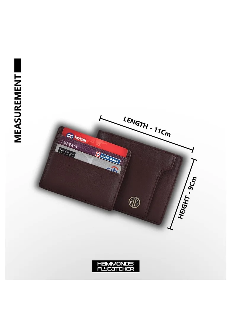 HAMMONDS FLYCATCHER RFID Protected Redwood Brown Leather Wallet for Men|6 Card Slots| 1 Coin Pocket|2 Hidden Compartment|2 Currency Slots|1 ID Slot | P6W5