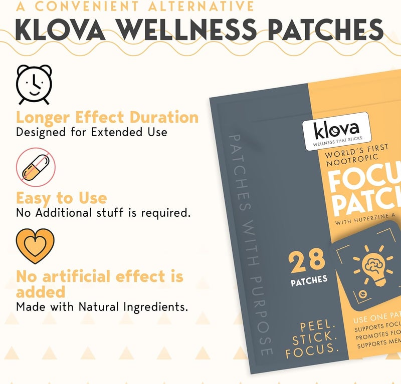 Klova Wellness Patches  Ditch The Pills Gummies  Tablets Patches are Highly Absorbable and Last Up to 8 Hours Nootropic Focus Patch - Image 3