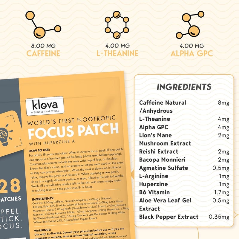 Klova Wellness Patches  Ditch The Pills Gummies  Tablets Patches are Highly Absorbable and Last Up to 8 Hours Nootropic Focus Patch - Image 5
