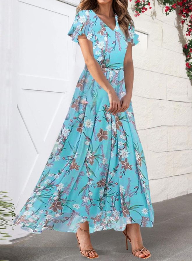 Tepveisoy Women's Dresses V-Neck Long Skirt Flowy Beach Resort Casual Dresses  - Image 2