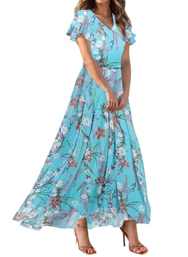 Tepveisoy Women's Dresses V-Neck Long Skirt Flowy Beach Resort Casual Dresses  - Image 1