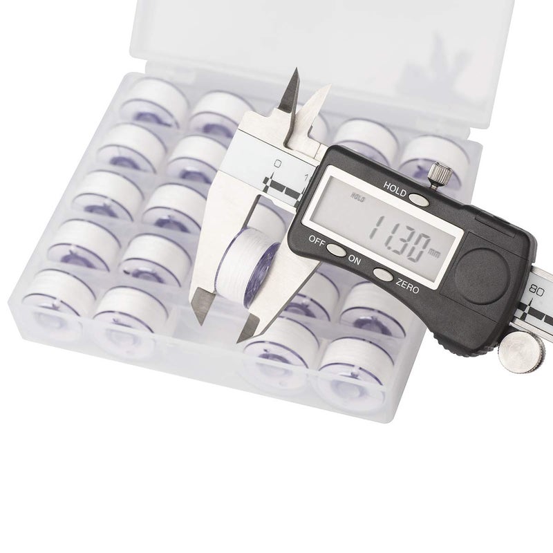 Simthread 25pcs 90WT White Prewound Bobbin Thread Size A Class 15 (SA156) with Clear Storage Plastic Case Box 60S/2 for Brother Embroidery Thread Sewing Thread Machine DIY - Image 4