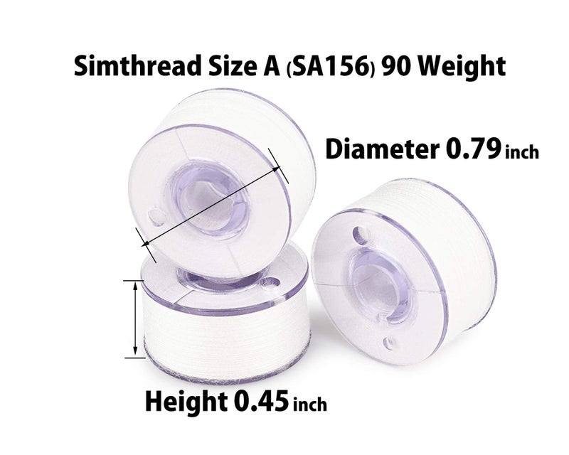 Simthread 25pcs 90WT White Prewound Bobbin Thread Size A Class 15 (SA156) with Clear Storage Plastic Case Box 60S/2 for Brother Embroidery Thread Sewing Thread Machine DIY - Image 3