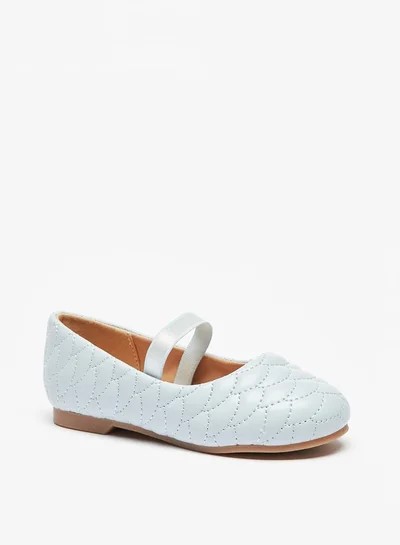 جونيورز Girls Quilted Slip-On Round Toe Ballerina Shoes With Elasticated Strap
