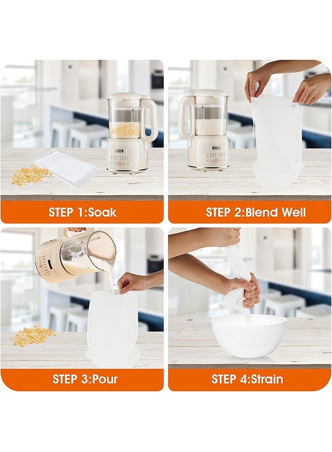 إم إكس إن ١٠ أكياس فلتر حليب المكسرات الغذائية، ٢٠٠ ميكرون، ٢٠ × ٣٠ سم، شبكية دقيقة، قابلة لإعادة الاستخدام، فلتر احترافي لتحضير القهوة الباردة والعصائر والقهوة والزبادي والشاي. - Image 3