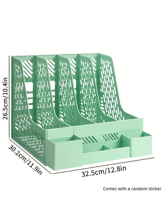 White Desktop File Organizer 4 Compartments Space Saving Storage Box Office Supplies - Image 4
