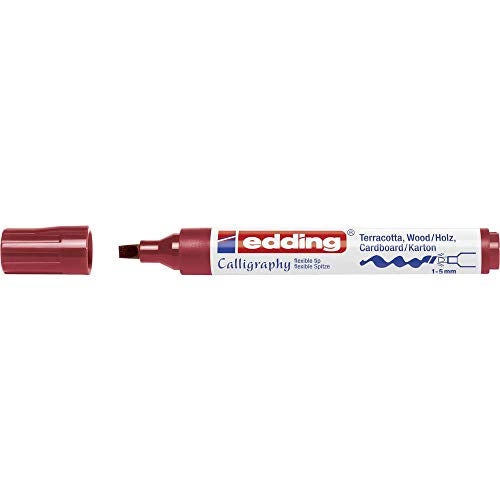 Edding 1455 Calligraphy Marker - Crimson Lake, Flexible Nib (1.5 mm), Fibre Pen for Paper, Wood, Terracotta, Canvas - Hand Lettering, Bullet Journals, Thank You Cards - Image 1