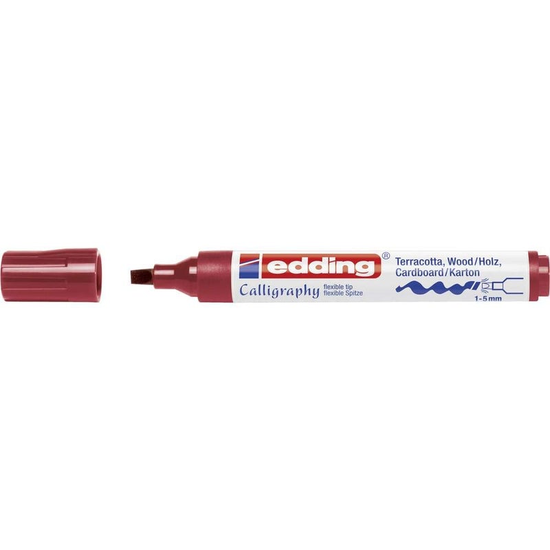 Edding 1455 Calligraphy Marker - Crimson Lake, Flexible Nib (1.5 mm), Fibre Pen for Paper, Wood, Terracotta, Canvas - Hand Lettering, Bullet Journals, Thank You Cards - Image 5