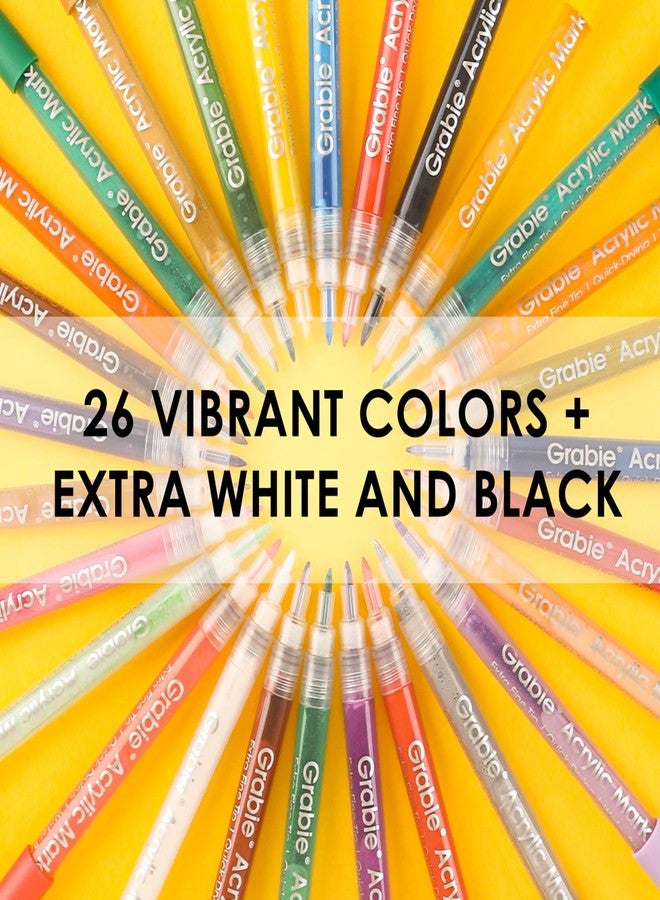 Grabie Acrylic Paint Pens, Acrylic Paint Markers, 28 Colors, 0.7 mm, Extra Fine Tip Paint Markers, Premium Paint Pens for Painting on Various Surface, Acrylic Paint Set, Art Supplies for Acrylic Paint - Image 3
