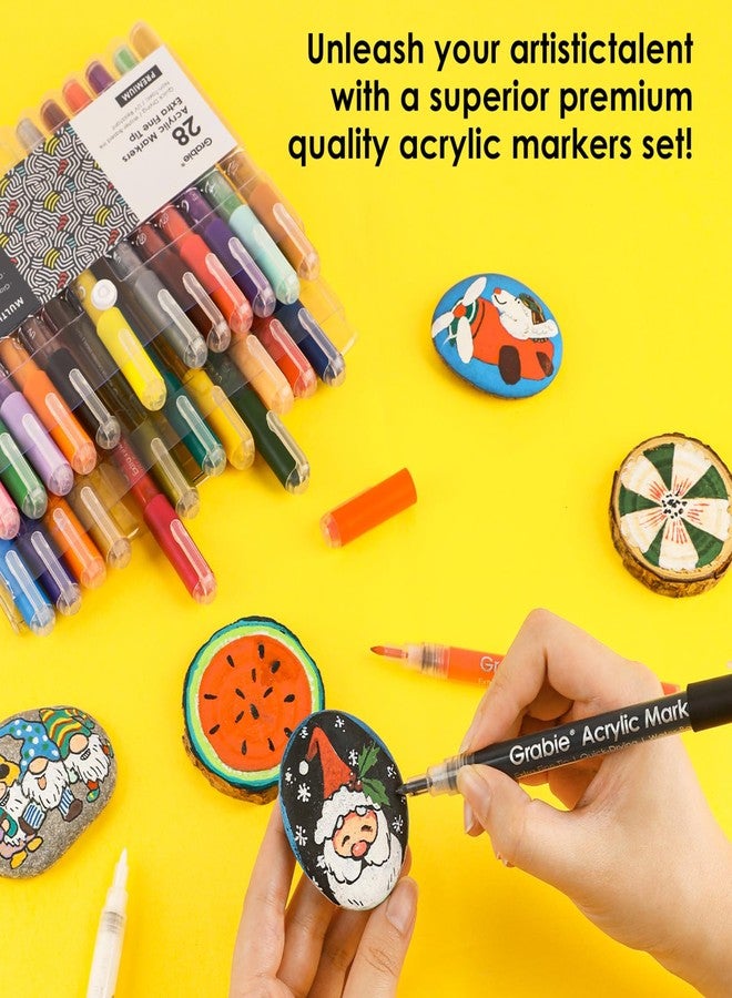 Grabie Acrylic Paint Pens, Acrylic Paint Markers, 28 Colors, 0.7 mm, Extra Fine Tip Paint Markers, Premium Paint Pens for Painting on Various Surface, Acrylic Paint Set, Art Supplies for Acrylic Paint - Image 4