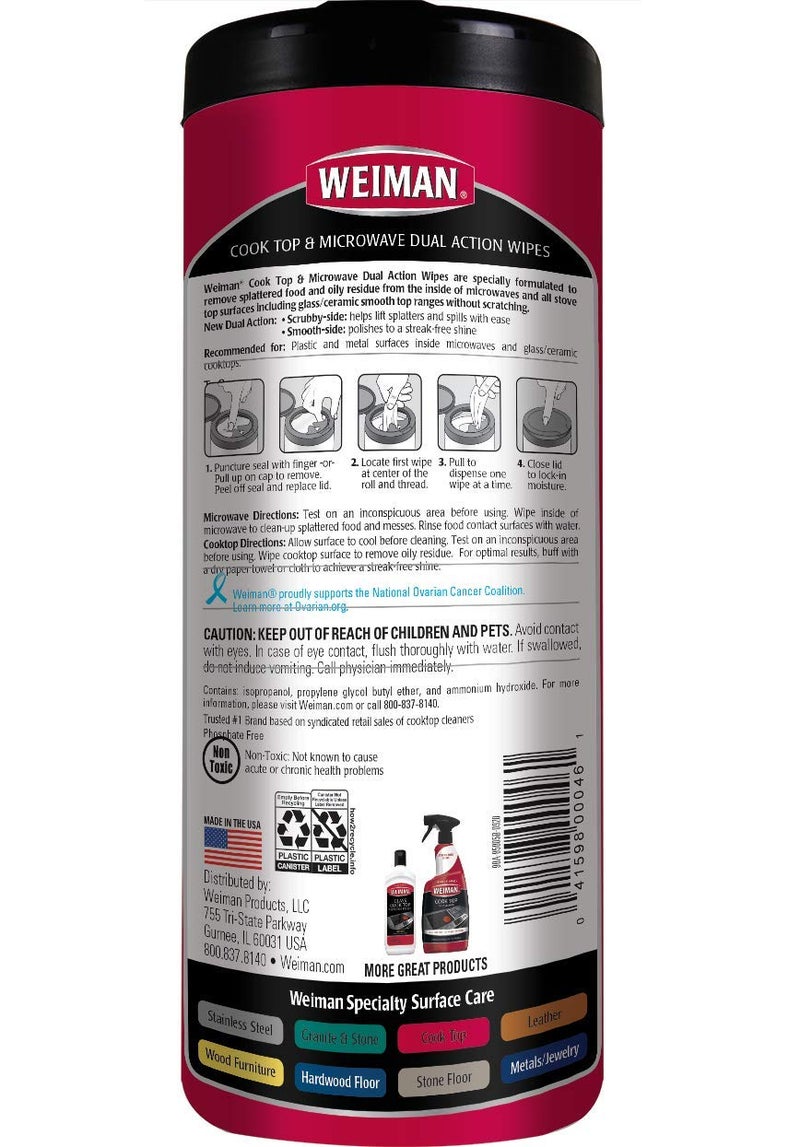 Weiman مناديل تنظيف سطح الطهي والميكروويف من ويمن - 30 قطعة - Image 2