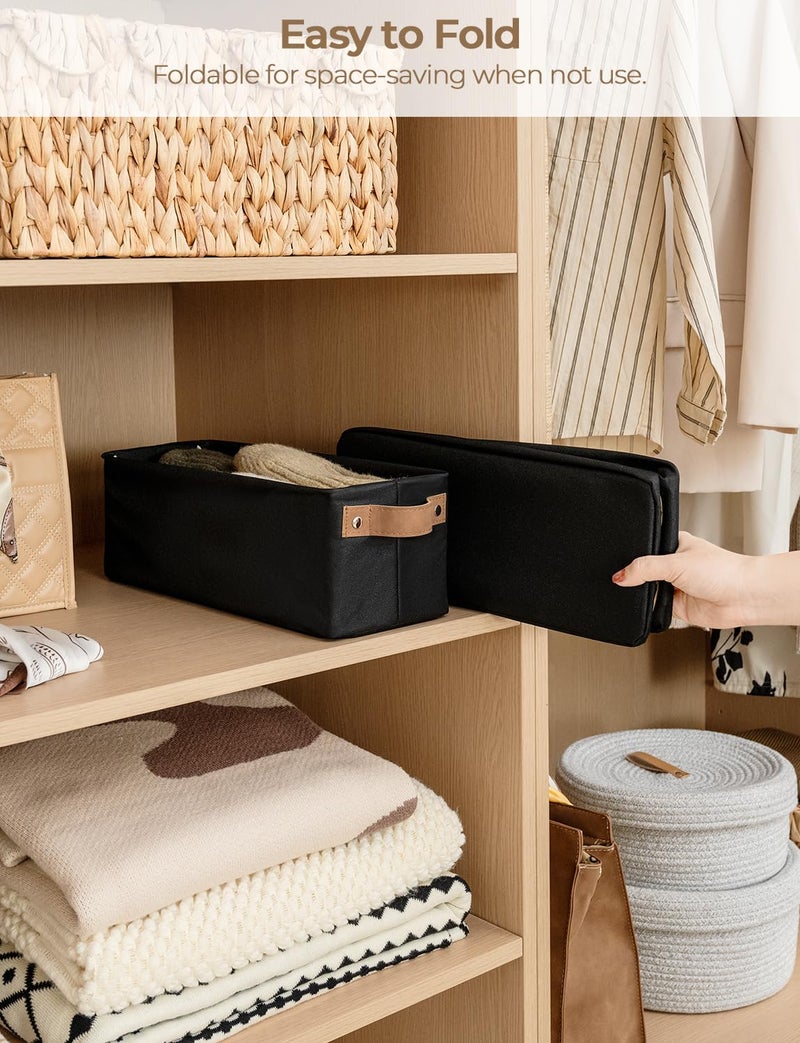 StorageWorks Narrow Storage Bins, Small Basket for Closet and Shelves, Fabric Organizer with Handles, Toilet Paper Storage, Black, 2-Pack - Image 4