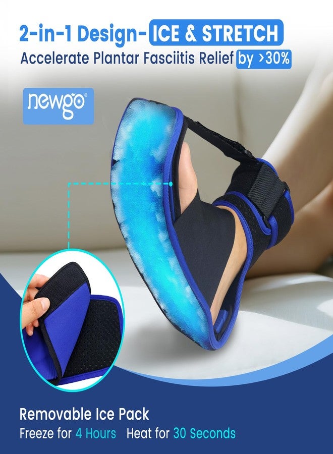NEWGO Plantar Fasciitis Night Splint Ice Pack with Cooling Gel on Sole and Heel, Adjustable Plantar Fasciitis Brace Support for Sleeping, Pain Relief for Achilles Tendonitis, Foot Drop, Heel Spur - Image 2