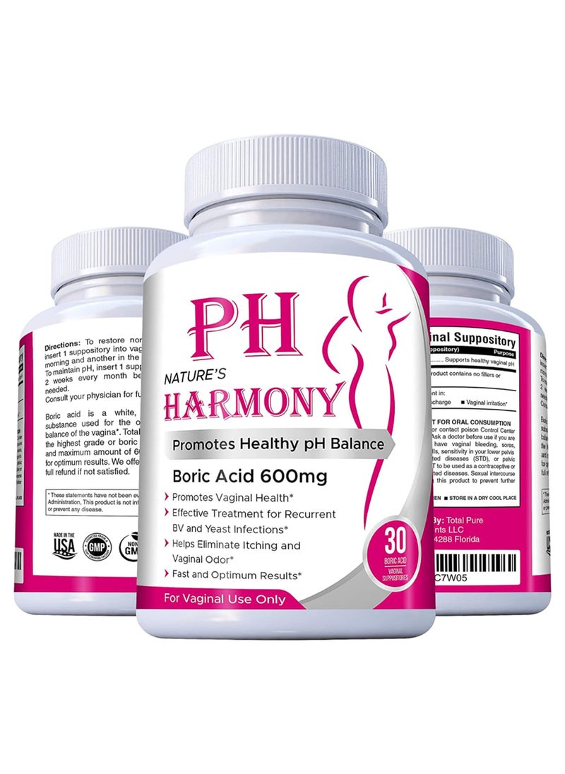 Nature's Boric Acid Suppositories Nature'S Harmony 30 Count 600 Mg 100%  - Image 3