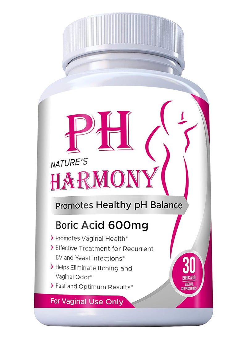 Nature's Boric Acid Suppositories Nature'S Harmony 30 Count 600 Mg 100%  - Image 1