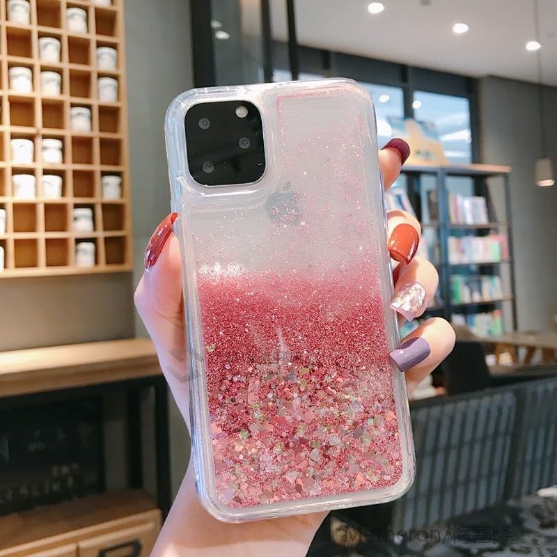 PANDACAMEL Compatible with iPhone 16e, Rose Pink Glitter Phone Case, Cute Clear Floating Quicksand, Transparent, Anti-Scratch, Yellowing Resistant, Designed for Women Girls Teen - Image 4